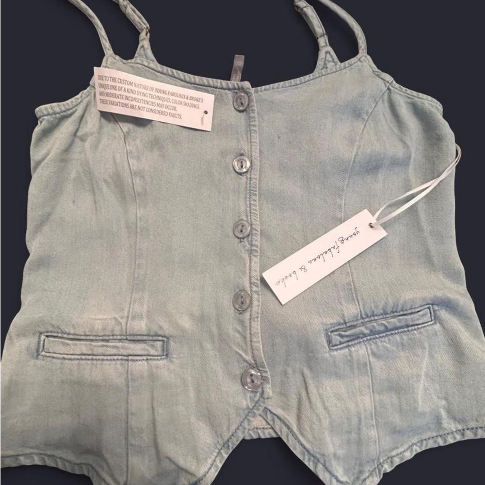 Young Fabulous & Broke-Denim Blue Button Down Shirt - Picture 3 of 8